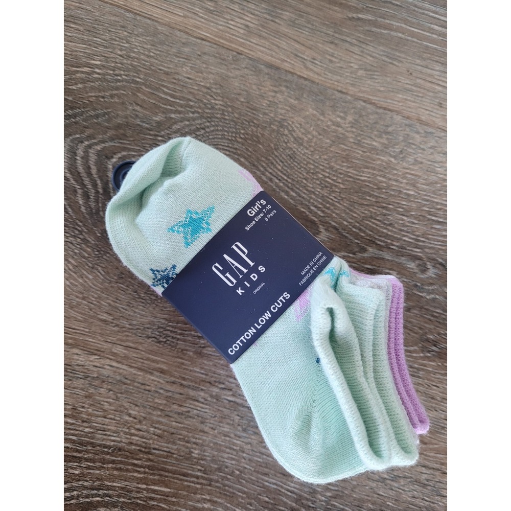 GAP Kids Girls Cotton Low Cut Socks 8 Pairs Shoe‎ Size 7-10 Stars #HH